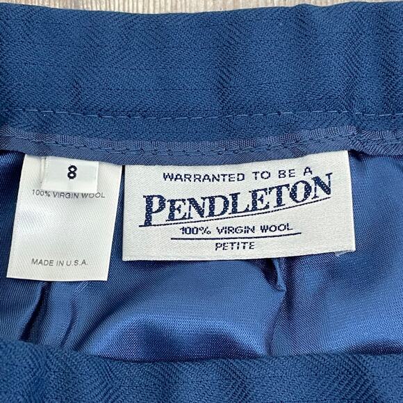 Pendleton Skirt Womens 8 Blue 100% Virgin Wool Fully Lined Straight USA Made VTG - Picture 3 of 11